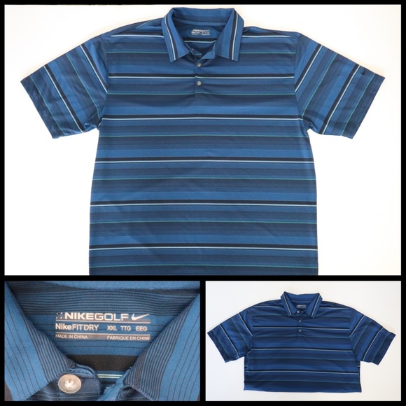 Nike Other - Nike Golf Fit Dry Blue Stripe Collar 3 Button Polo